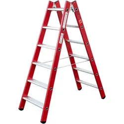 Iller Kunststoff GFK Stehleiter mit Aluminium Stufen 2x10 Stufen