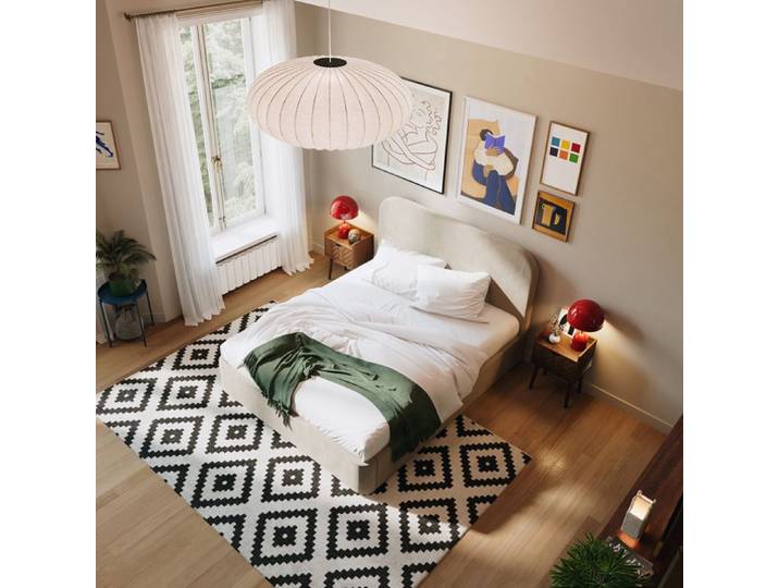 SLOME Lit coffre beige 2P 140x190 cm NOVA
