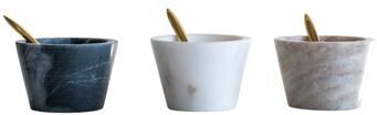 Storied Home Blue, White & Brown Marble Pinch Pots with Brass Spoons (Set of 3 Colors)