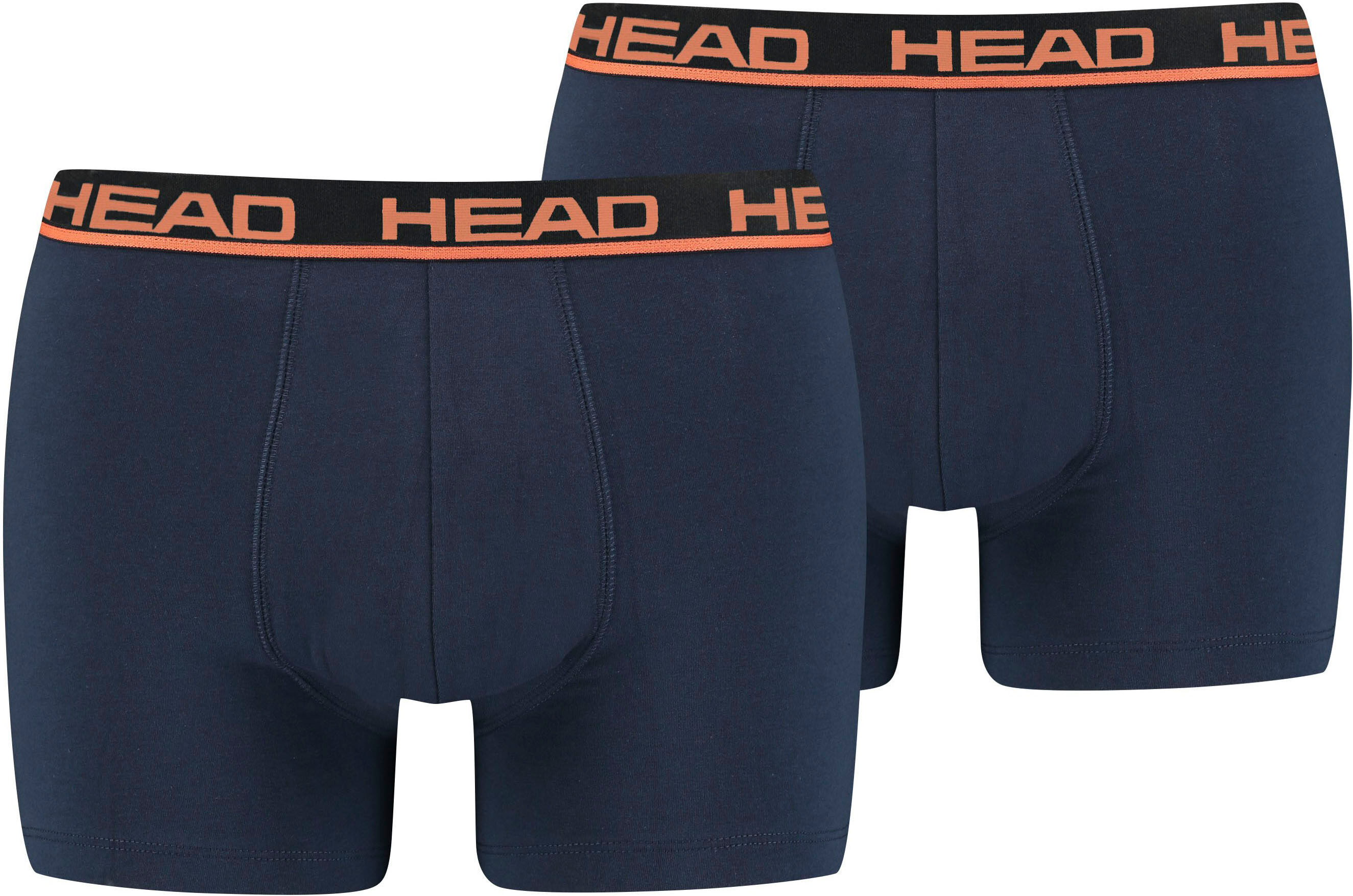 Boxer HEAD "HEAD BASIC BOXER 2P", Jungen, Gr. S, bunt (orange, blau), Obermaterial: 95% Baumwolle, 5% Elasthan, unifarben mit Farbeinsatz, körpernah, Unterhosen Boxer, mit elastischem Logobund orange, blau S