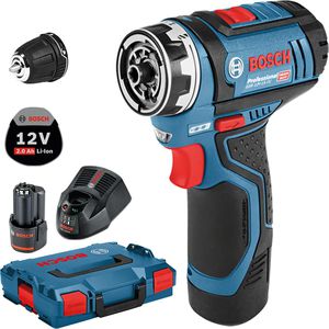 Bosch Akku-Bohrschrauber GSR 12V-15 FC, 12V / 2Ah, mit 2 Akkus, Ladegerät, Bohrfutteraufsatz & Koffer