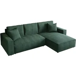 ECKSOFA Parys mit Schlaffunktion und universeller Ottomane, dunkelgrün