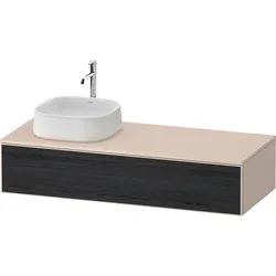 Duravit Zencha Konsolenwaschtischunterbau, 1300x550mm, 1 Auszug, 1 Ausschnitt links, ZE4812L16830000, Farbe: Front: EichSchwarz/Korpus: Taupe supermatt