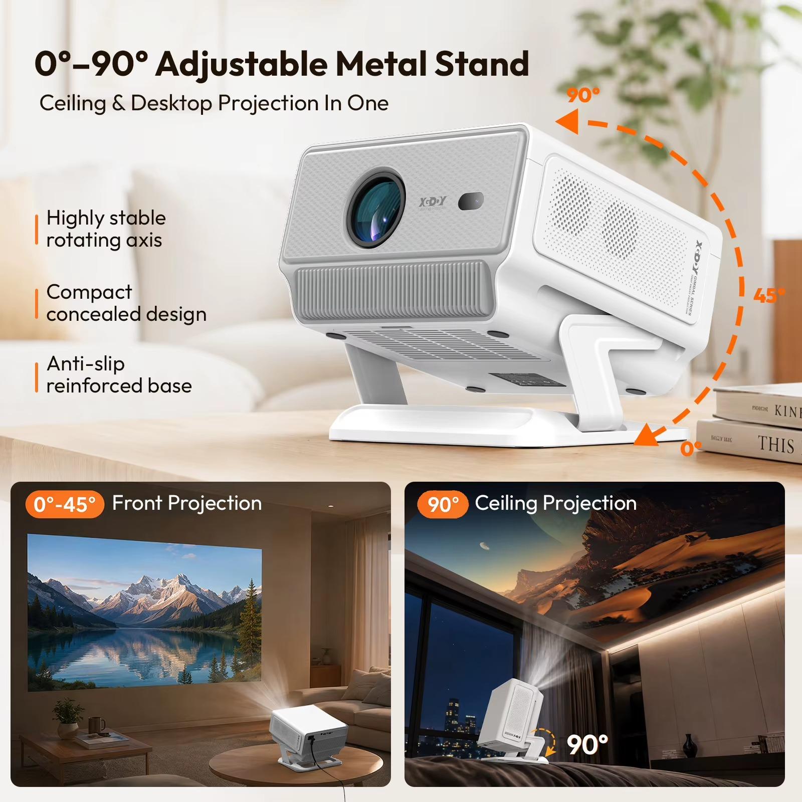 N8-Projektor - Kurzdistanz - Full HD 1080p mit 4K-Unterstützung - 1200 ANSI-Lumen - Whale TV mit Netflix - Autofokus und 4D-Keystone-Korrektur - WLAN 6 und Bluetooth 5.4