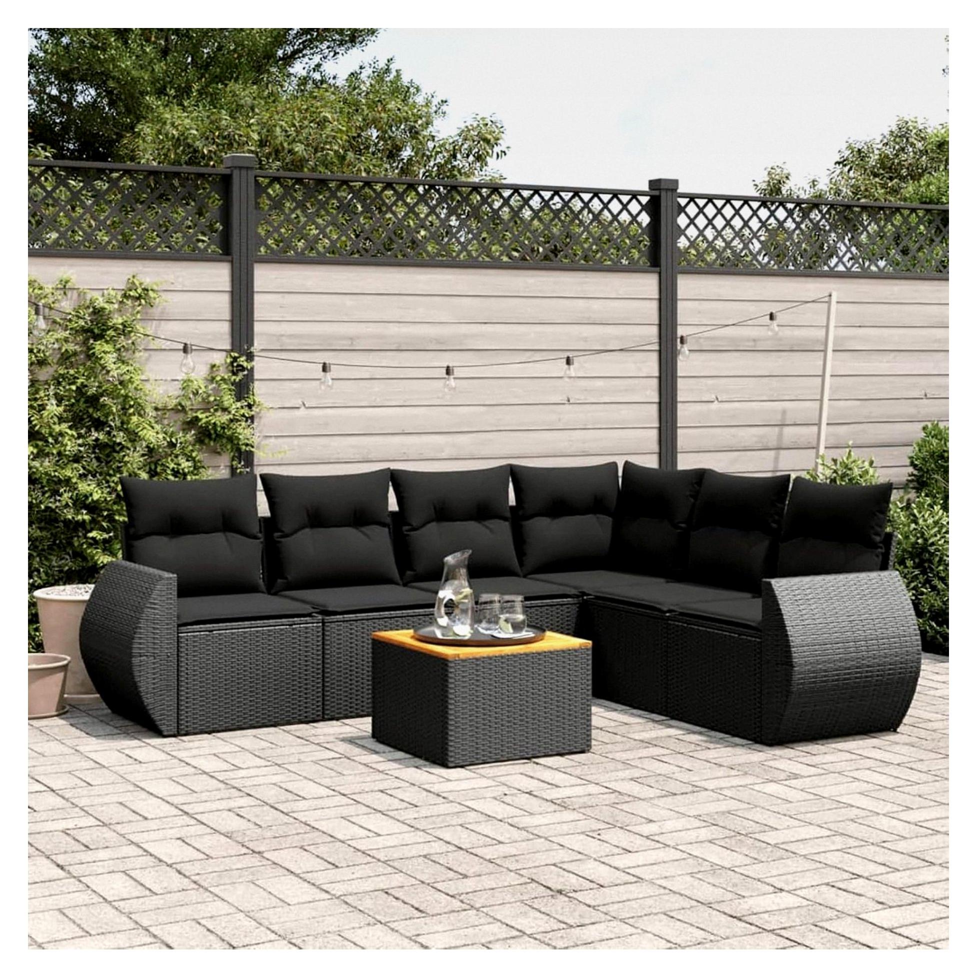 Gartenlounge mit Stauraum, Rattan Sofa, Outdoor Ecklounge, Terrassenmöbel