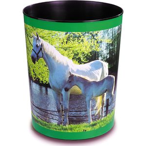 Läufer Papierkorb 26658, Pferd und Fohlen am See, rund, aus Kunststoff, 13 Liter