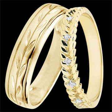 Edenly Duo Trauringe Jardin enchantÃ© â€“ Gelbgold & Diamanten â€“ 18-karÃ¤tig