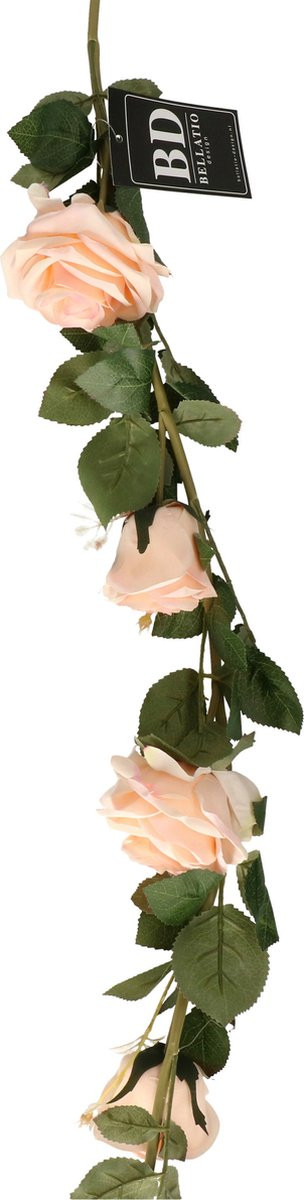 Bellatio Design Kunstbloem Slinger Rozen - Perzikroze - 145 cm