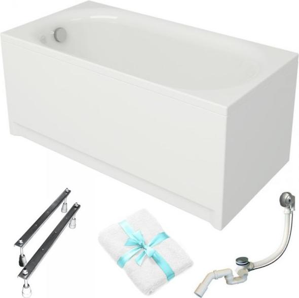 Cersanit | Badewanne - Rechteckbadewanne Octavia - 150x70 Cm - Mit Weißer Verkleidung - Siphon Inklusive - Regulierte Füße