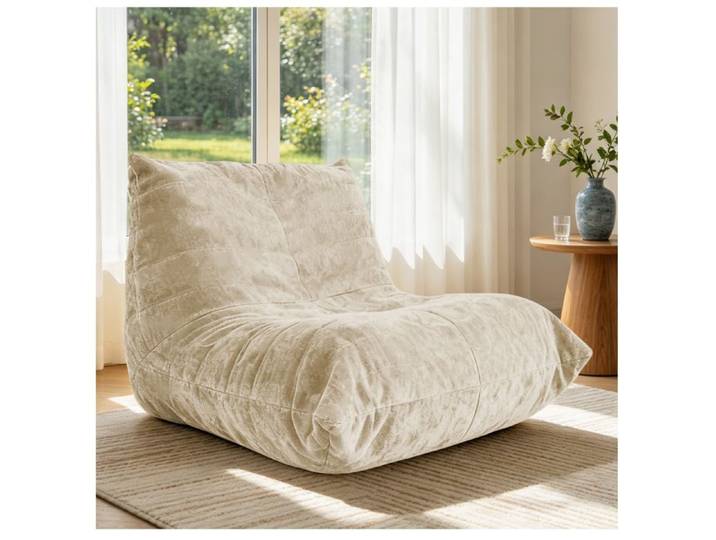 VUENOR Chauffeuse bean bag 100x90x80 cm beige – chenille 1 place