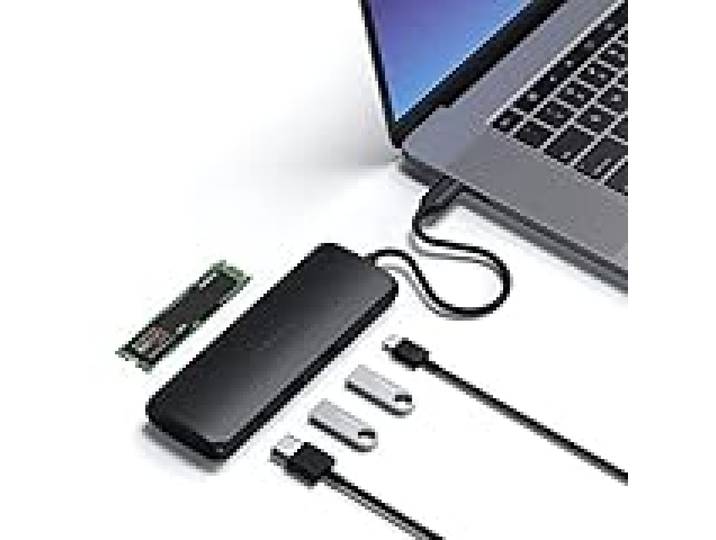 SATECHI Hub USB C 5 en 1 avec Boîtier SSD M.2 SATA, PD 100W, Noir Sidéral