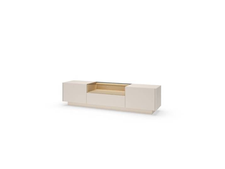 Meuble TV - Meuble TV LED 176 cm - Bicolore beige & chêne Cremona - Éclairage LED intégré - Ouverture push