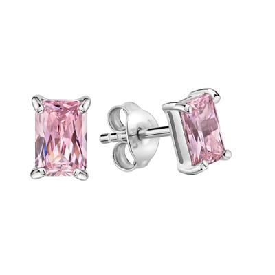 Paar Ohrstecker FIRETTI "Schmuck Geschenk Silber 925 Ohrschmuck Ohrringe Quadrat", silberfarben, pink, pink, Ohrringe, Damen, Silber 925 (Sterlingsilber), mit Zirkonia (synth.)