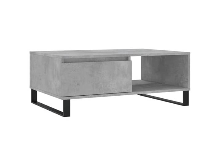 Couchtisch, Betongrau, 90x60x35cm 2 Fächer, Bücherplatte, Eisenfüße, Holzwerkstoff, leicht zu reinigen