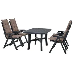 PROGARDEN Pro Garden Set Tampa Klappsessel mit Tisch und Auflagen taupe