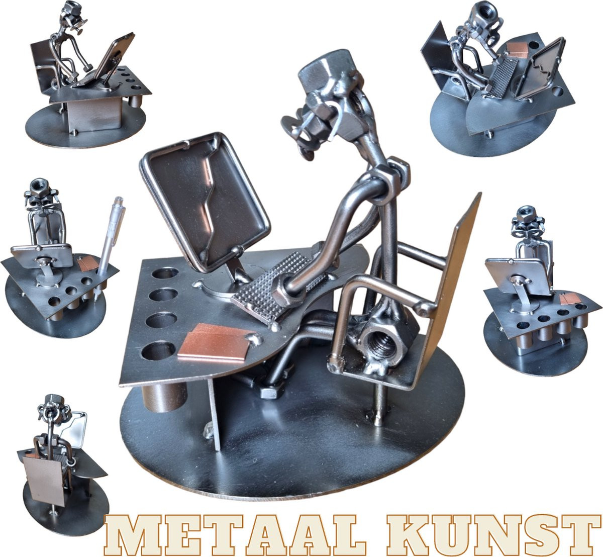 Uniek metalen beeldje Kantoormedewerker van de Maand voor op je bureau