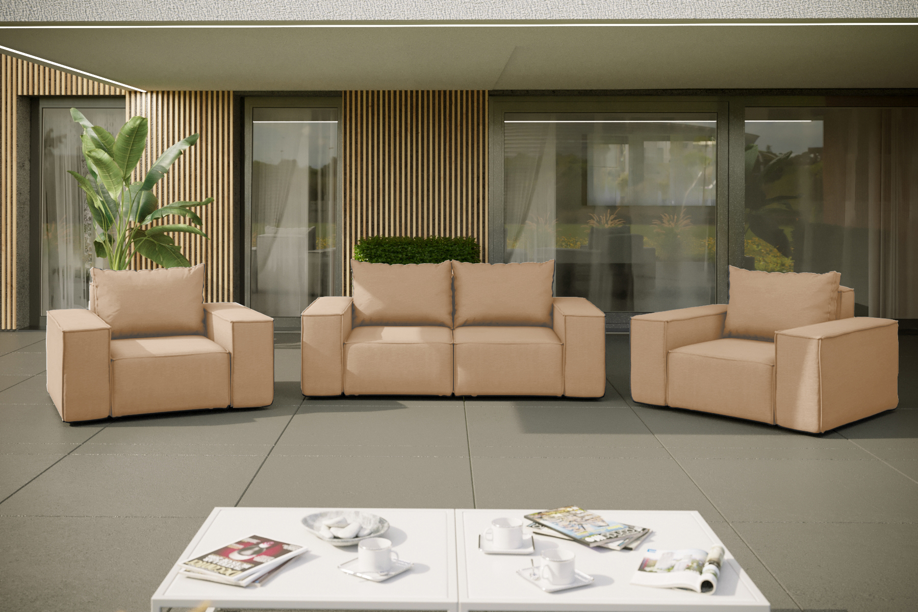 Kaiser Möbel Gartenmöbel set 2+1+1 SONNE für den Garten, die Terrasse, den Hof, gemütliche Capucino