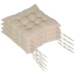 Relaxdays Gesteppte Stuhlkissen im 4er Set Beige
