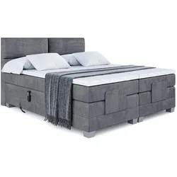 BOXSPRINGBETT elektrisch verstellbar mit 2 Matratzen H4/Taschenfederung MAYA EL 140 x 200 Dunkelgrau