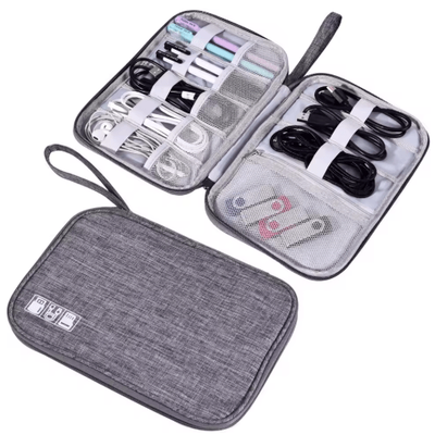 Electronics Organizer Bag And Waterproof Cable Storage Pouch Travel Tech Accessories Organizer Case gray