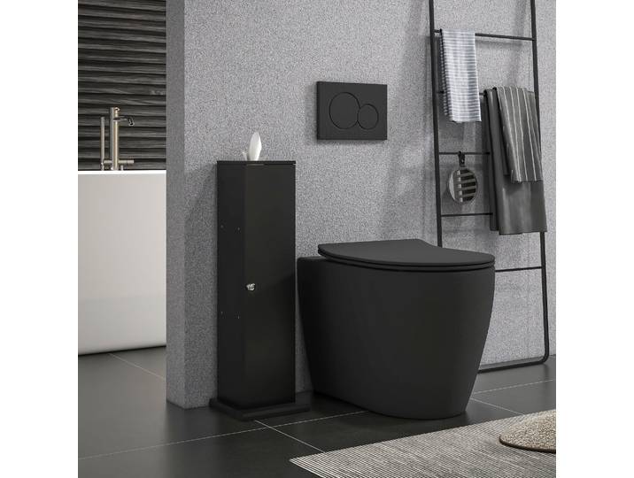 HOMCOM Support Papier Toilette 3 Niveaux Noir Salle de Bain