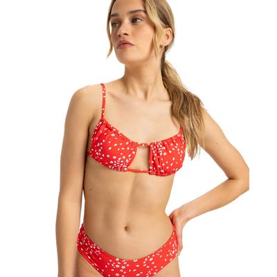 Bandeau-Bikini-Top ROXY "Pt Beach Classics", Damen, Gr. S, rot (poppy rot dancing ditsy swim), Obermaterial: 85% Polyester, 15% Elasthan., Bikini-Oberteile
