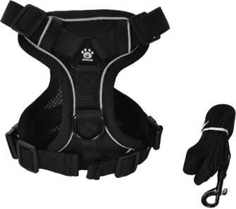 Inspire Picks ComfortGlow Reflective Pet Harness & Leash Set For Cats And Small Dogs black m