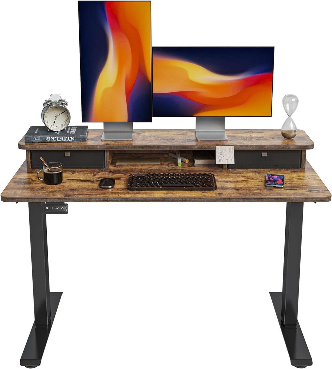 Elektrisch zit-sta bureau in hoogte verstelbaar, 140 x 60 cm, zwart