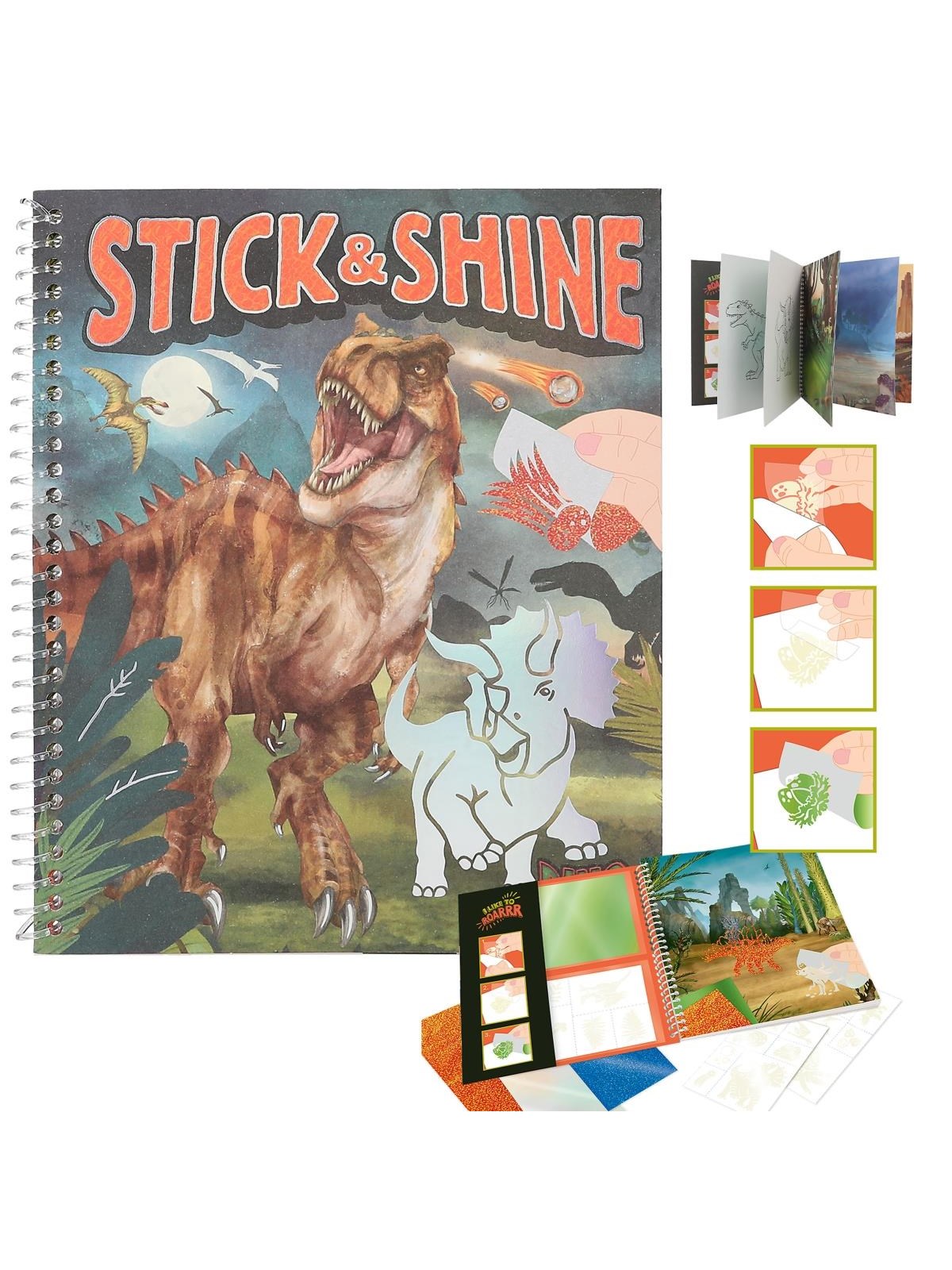 Dino World Colouring Book Stick & Shine