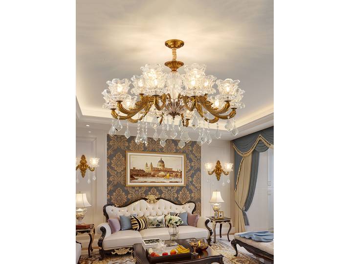 Lustre en cristal vintage européen, couleur bronze français, avec cristaux transparents/ambre en option, pour salon, salle à manger, chambre