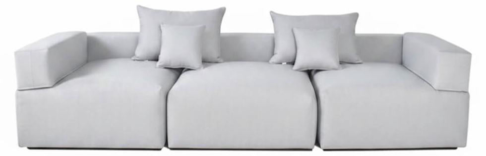HOME DELUXE Outdoor Sofa ALAZIA - Hellgrau L, Aluminium 330 x 110 x 65 cm | Modulares Design mit Fast-Dry Komfort