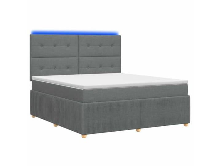 KTHLBRH Boxspringbett mit LED Matratze dunkelgrau 140 x 200 cm Kopfteil verstellbar 78 oder 88 cm, LED-Lichter, Taschenfedern, waschbar, mit Reißverschluss