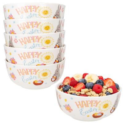 6er Set Easter Müslischalen 400ml Porzellan Ostern Hase bunt Obst Bowl Snacks
