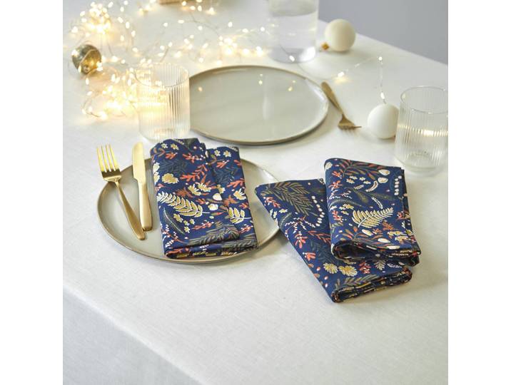 Serviette de table en coton imprimé herbier - lot de 3 - Blancheporte