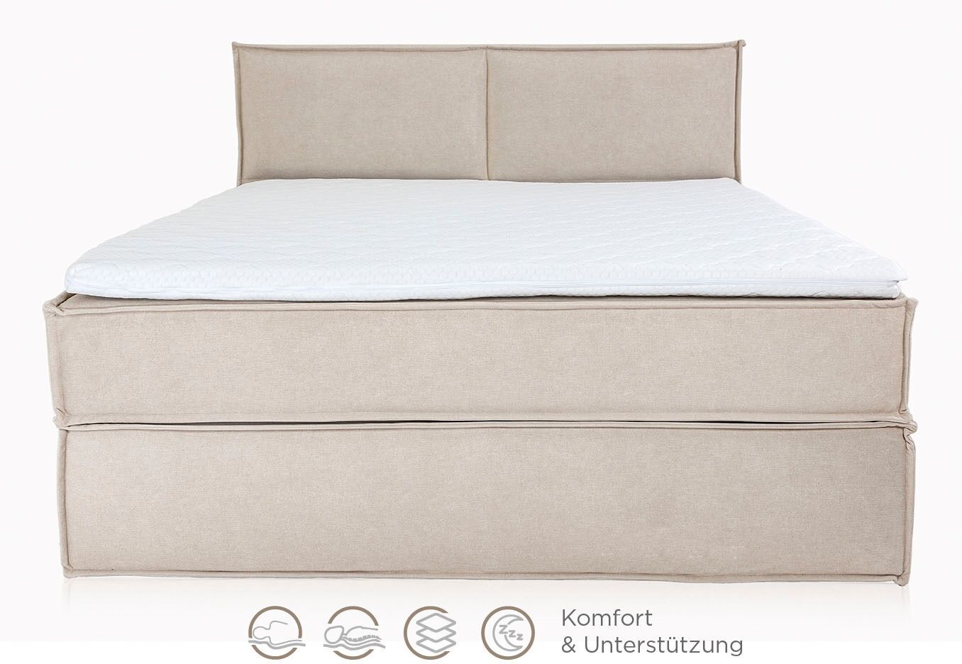 Boxspringbett HOME AFFAIRE "Sophielle, erhältlich in den Breite 160, 180 & 200cm", beige, B:206cm L:223cm, 100% PES, Komplettbetten, Boxspringbett, inkl. Topper und Taschen-Federkernmatratze