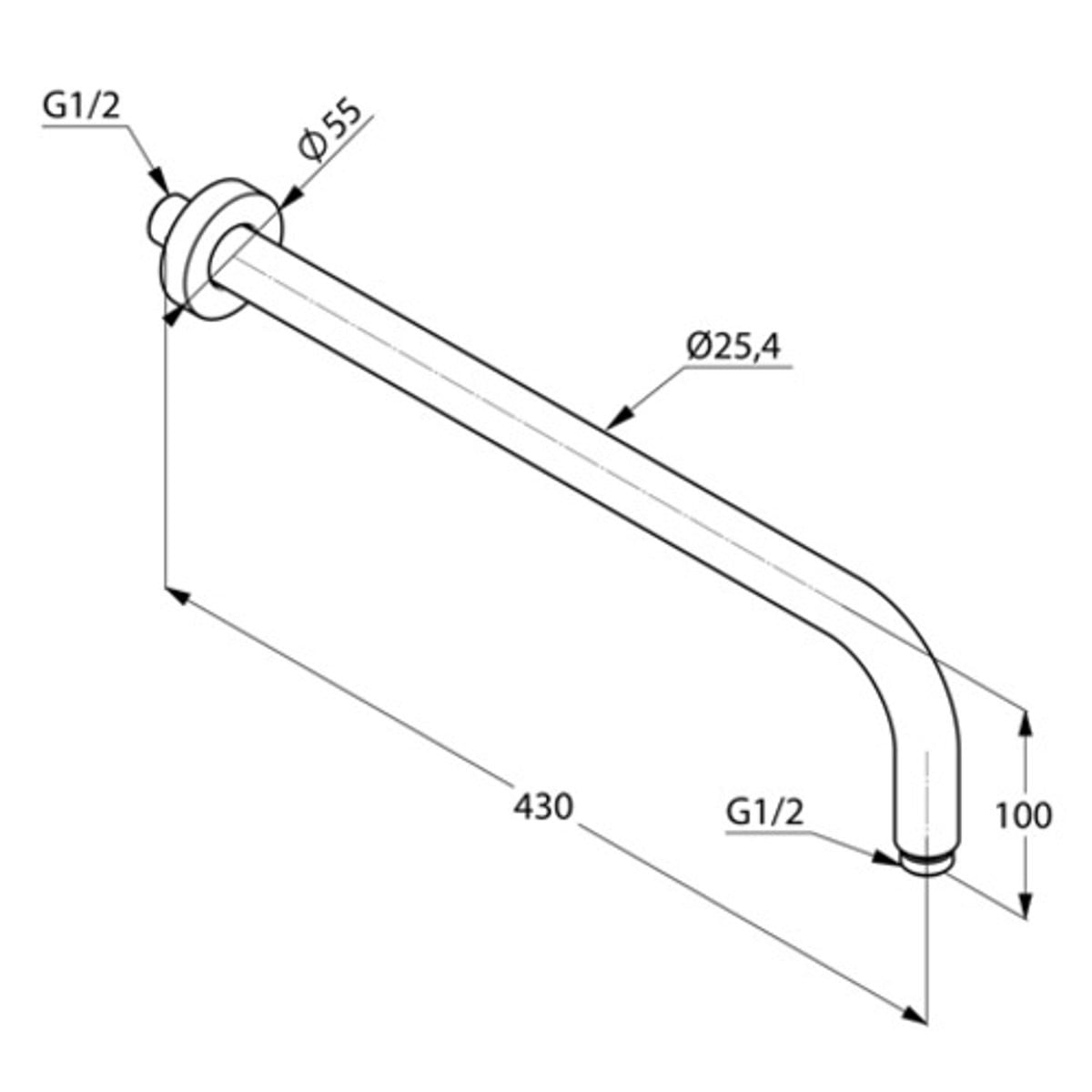 Kludi A-Qa Douchearm, 41 cm, Geborsteld goud, 66514N0-00