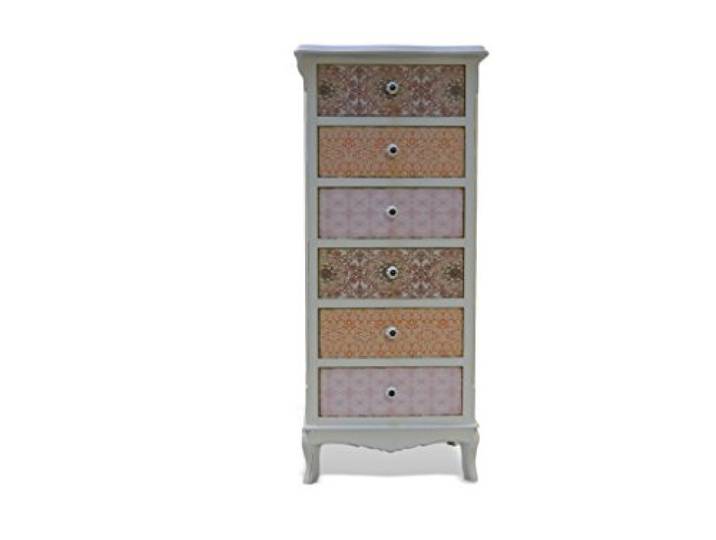 elbmöbel Kommode mit sechs Schublade Schrank bunt antik Landhaus Holz Shabby Paisley Vintage