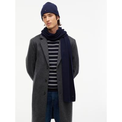 Beanie TOMMY HILFIGER "TH FLAG BEANIE AND SCARF", Herren, space blau, Strick, Baumwollmischung, Mützen Beanie, mit Kaschmiranteil, in Geschenkbox