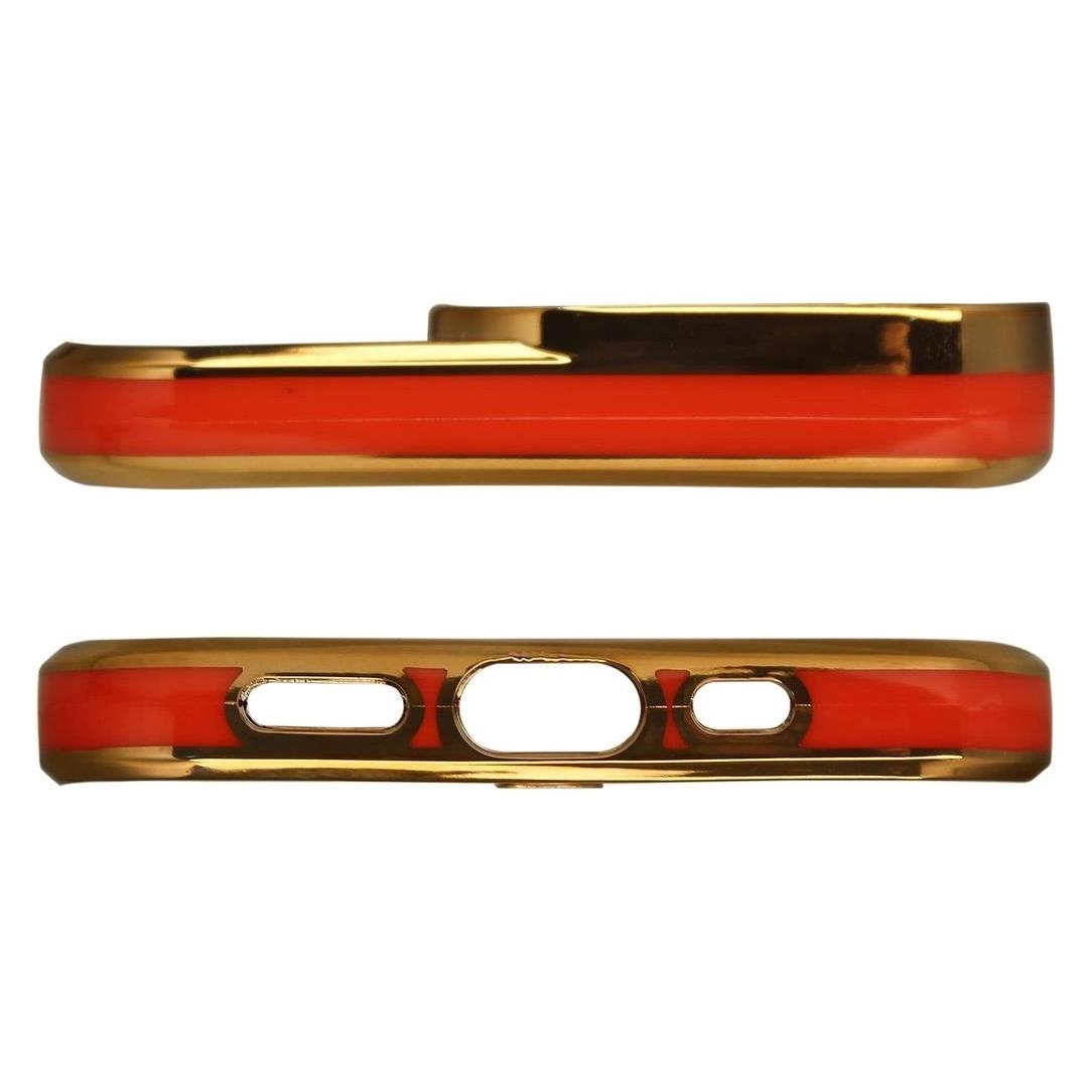 Hurtel Fashion Case für iPhone 13 Pro Gold Frame Gel Cover Rot (Apple iPhone 13 Pro) (1404978613)