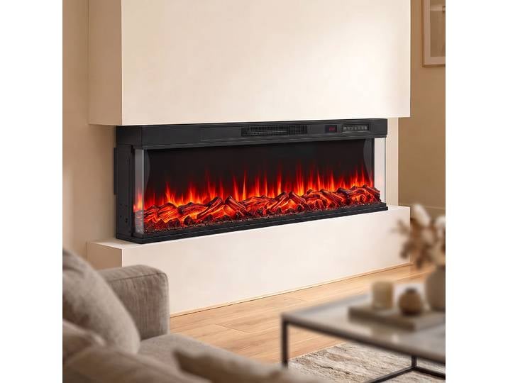 HOMCOM Cheminée Murale 127cm Électrique 12 Couleurs Télécommande