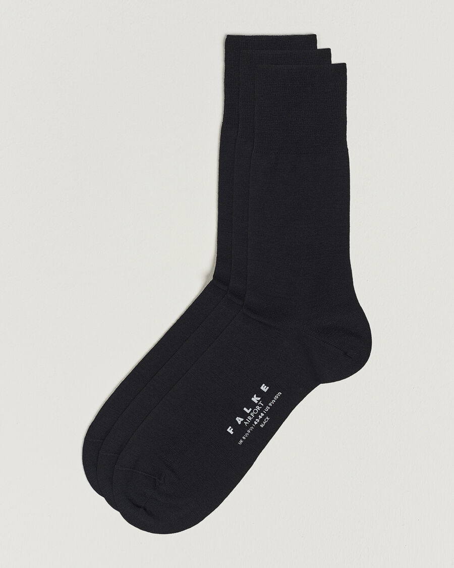 Falke 3-Pack Airport Socks Black men One size Sort