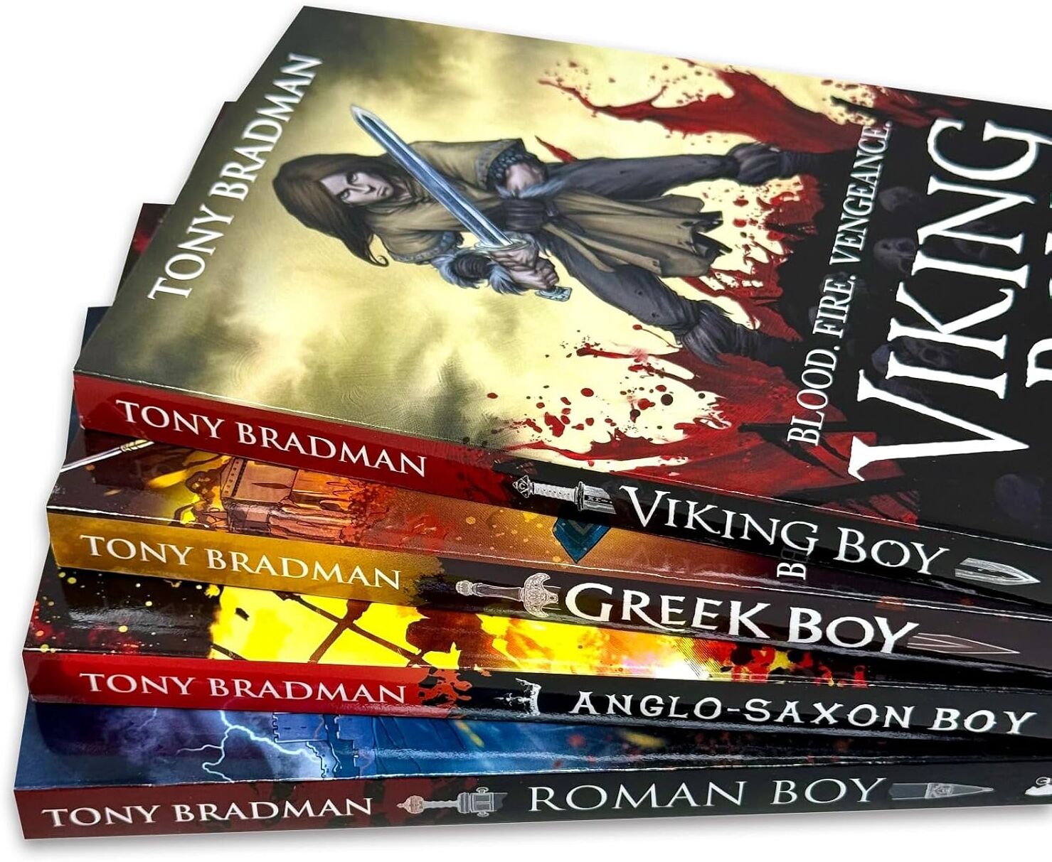 Walker Books Tony Bradman Collection 4 Books Set - Viking Boy, Greek Boy, Anglo-Saxon Boy & Roman Boy - Paperback - Historical Adventure Fiction Ages 9-12
