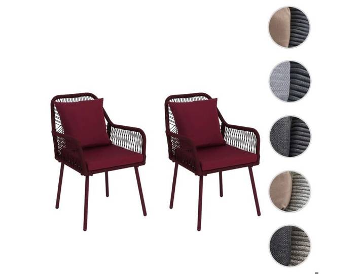 Lot de 2 chaises de jardin HWC-O12 bordeaux revêtement bordeaux