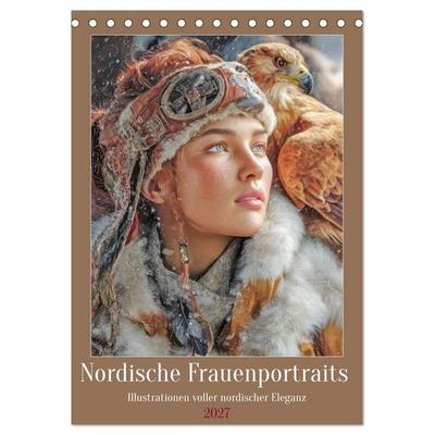 Nordische Frauenportraits - Illustrationen voller nordischer Eleganz (Tischkalender 2027 DIN A5 hoch), CALVENDO Monatskalender