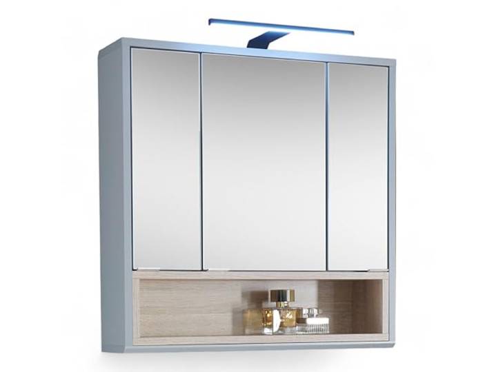 TUNIS Spiegelschrank Bad mit LED-Beleuchtung Grau Eiche Sonoma Optik