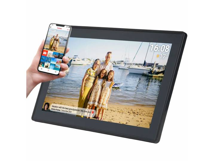 15,6 Zoll Wi-Fi Digitaler Bilderrahmen Frameo App, Full-HD IPS Touchscreen 16GB,schwarz