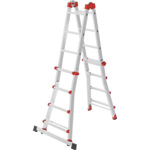 Hailo Teleskopleiter M80, 7516-007, Länge 3,65m, mit Treppenfunktion, aus Aluminium, mit 4 x 4 Sprossen