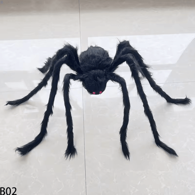 Inspire Curations Giant Black Plush Spider Halloween Giant Spider Scary Decoration For Haunted House & Outdoor Decor b02 1pc