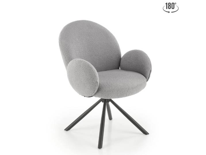 Chaise pivotante tissu de polyester boulé avec accoudoirs design grise