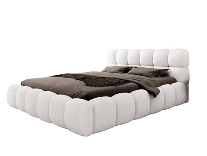 Fun Möbel Polsterbett Bett Aurelia in Stoff Ascot/Speed Versand (Weiß, 180x200cm ohne Matratze)
